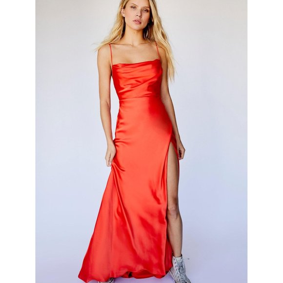NWOT Fame and Partners x Free People Rosabel Cowl Neck Silky Maxi Dress - Picture 1 of 6
